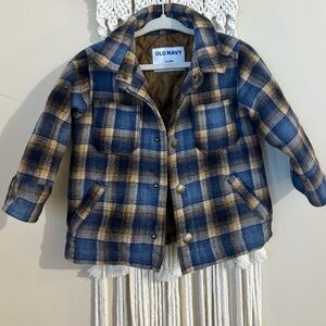 Old Navy Kids Checkered Jean Jacket - Blue and Brown